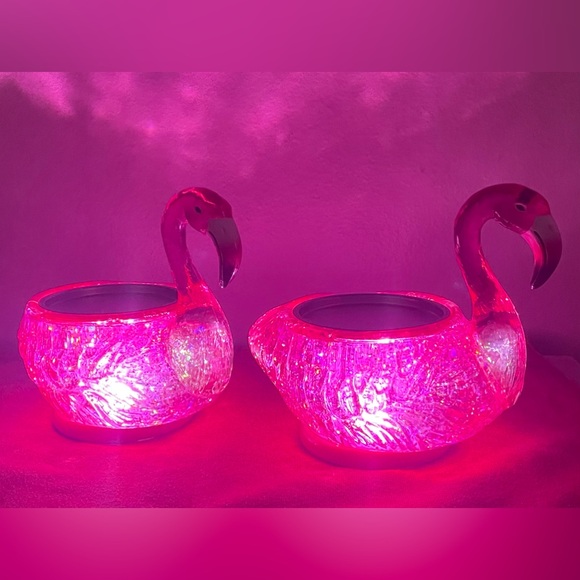 Bath & Body Works FLAMINGOS WATER GLOBE CANDLE HOLDERS **RETIRED** - Picture 1 of 4